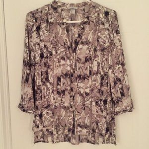 H&M Floral Black and White 3/4 Sleeve Shirt